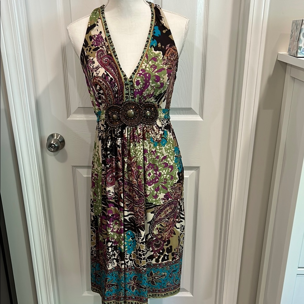 ICE size large Multicolor Dress with beading under bodice